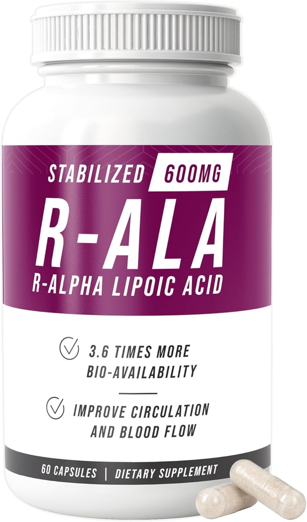 NERVE RENEW R- ALA Stabilizovaný R Alpha Lipoic Acid 600mg Nerve Support Supplement 60 Kapsule