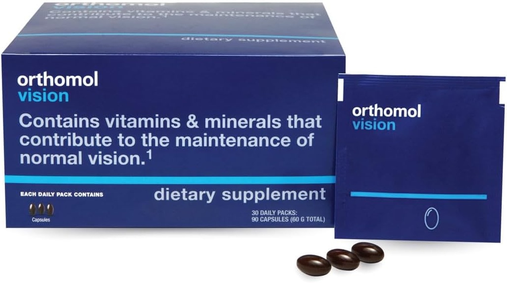 Orthomol Vision, 30denní dodávka, Komplexní doplněk pro oční zdraví s mikronutrienty na podporu Vize & Eye Wellness