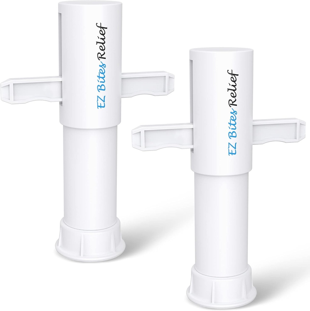 Memin EZ Bites Relief Suksjonsverktøy - 2 Pack Bee Sting og Bite Itch Relief Suger, Venom Extractor for Saliva / Venom fjerning, midlertidig relief fra kløe og svimmelhet, Kid-vennlig hvit