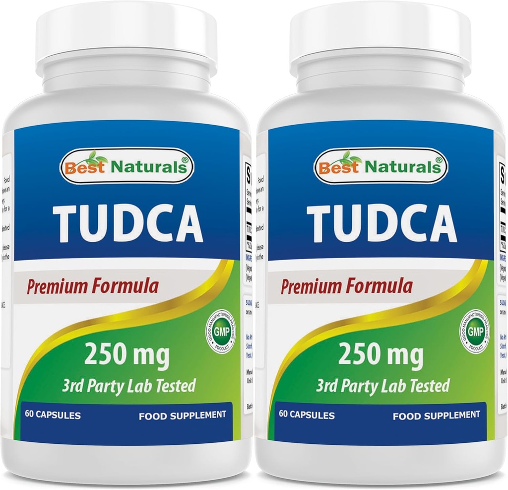 Best Naturals TUDCA 250mg (Tauroursodeoxycholic Acid) - 60 Veg Capsules - 2 Months Supply (60 count (Pack of 1)) (60 count (Pack of 2))