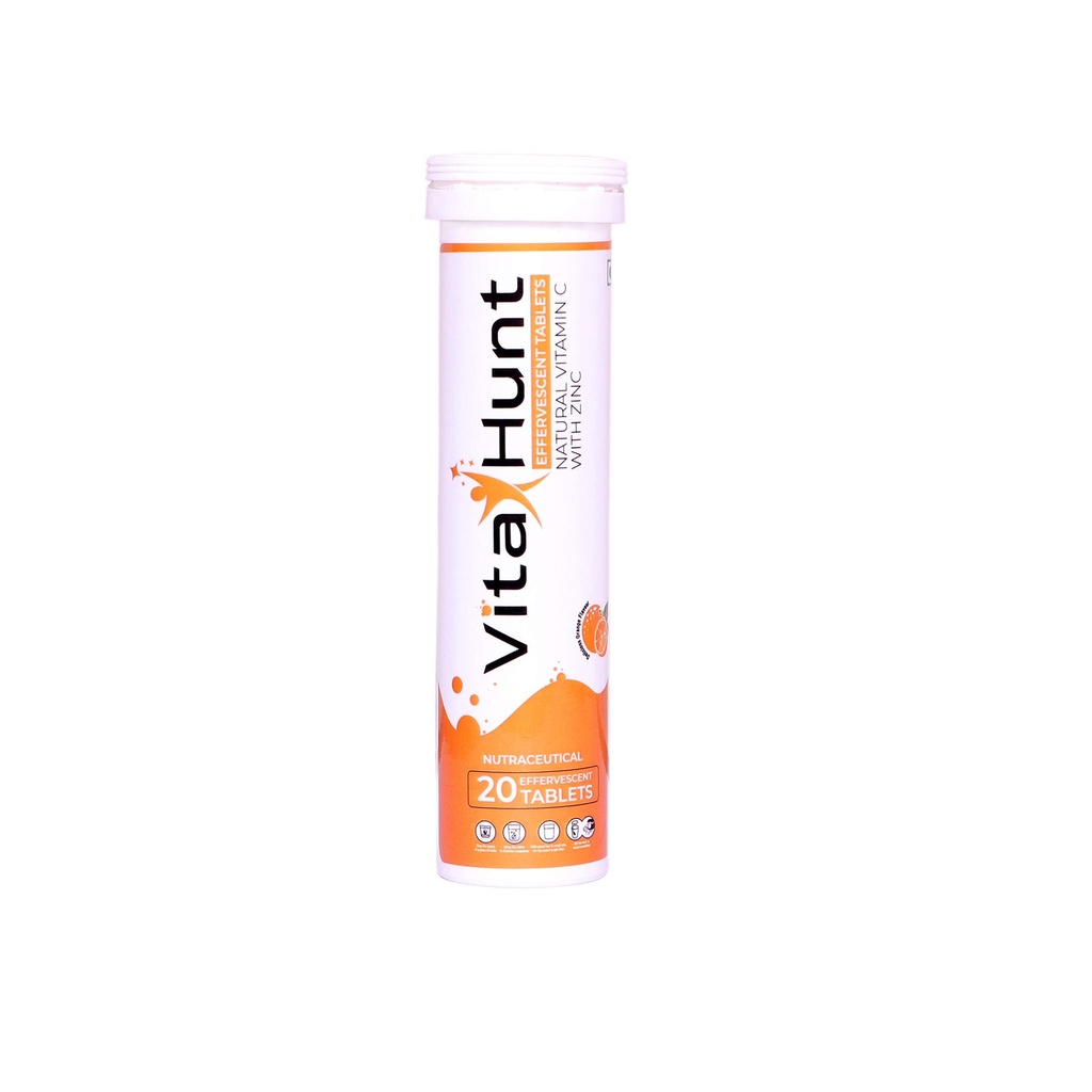 Vitamin C 1000 mg with Zinc- Antioxidants - Immune Support - 20 Effervescent Tablets - Orange Flavour