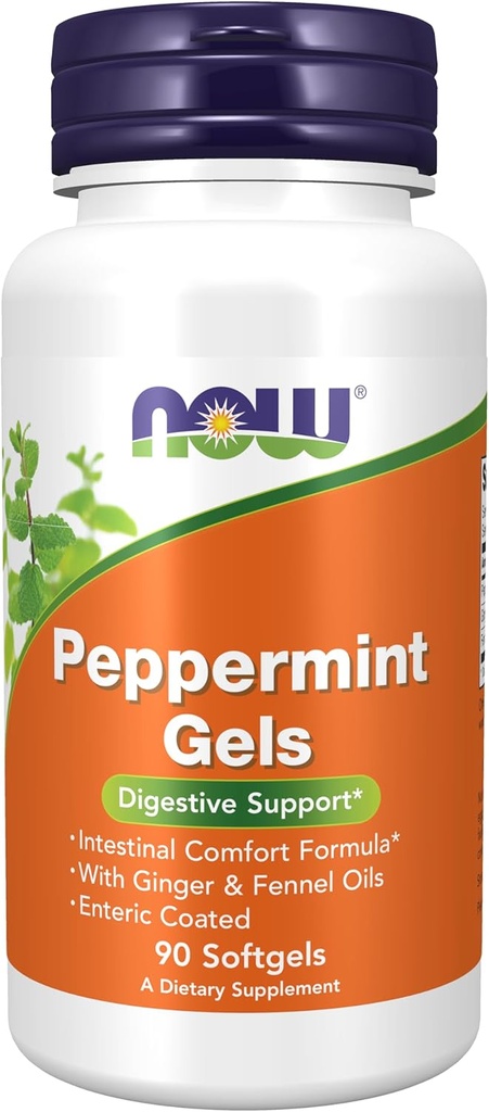 Teraz Foods Doplnky, Peppermint Gels s zázvorom a Fenikel olejmi, Enteric potiahnuté, Tráviaca podpora*, 90 Softgels