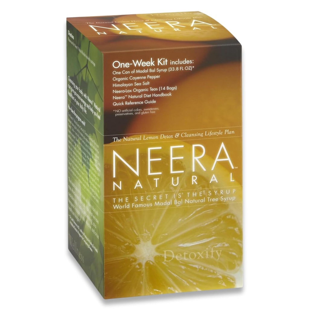 Neera Natural One Week Pack Master Cleanse Diet - Metabolisme Booster Lemonade Detox Colon Cleanser & Detox Gut Cleanse, Master Cleanse Lemon Cayenne Maple Detox, 7 dagen reiniging Kit