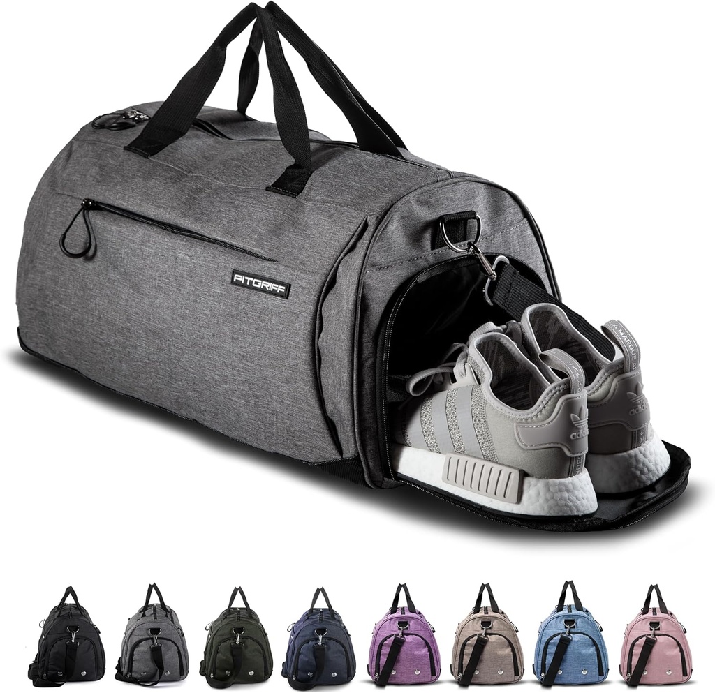 Fitgriff® sac de gimnastică pentru bărbaţi şi femei cu pantofi şi compartiment umed - Duffle Bag pentru călătorie, sport, fitness & antrenament