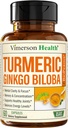 Ginkgo Biloba 和 Turmeric Curcumin 配有 Black Pepper & Organic Tumic – 天然的 Turmeric 配有 Curcuma 的 Focus , 记忆, 联合和脑健康 – 60 Vegan Ginko Biloba Capsules 配有 Curcuma 的 Curmeric 配有 :