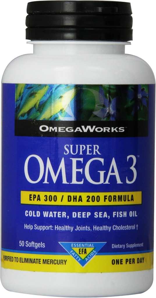 Omegaworks Super Omega 3 Softgels, 50-Count fľaše (Pack of 2)