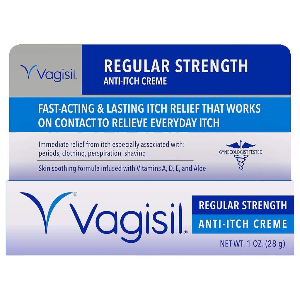 Vagisil La força regular contra l'Itch Feminine Cream per a Dones, Gynecòleg Tested, Hyporergènic, ràpid i llarglancing Lloeflie,gin Vaal Moistizezer Soothes i Cools, 1 oz (Pira de 1)
