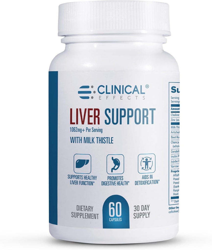 Efectes Clical: Implementació del Liver - Llet natural Thistle i Zinc suplementari - 60 Vieggie Capsules - Ajuda en Detox i Clearse The Liver - Suport en Liver Function i Salut Digest - Fet als EUA