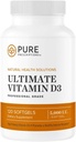 Pure Prescriptions Ultimate Vitamin D3-5,000 IU - High Absorption Vitamin D Supplement to Promote Healthy Bones with Immune System & Cardiovascular Support - 120 Softgels - USA Made