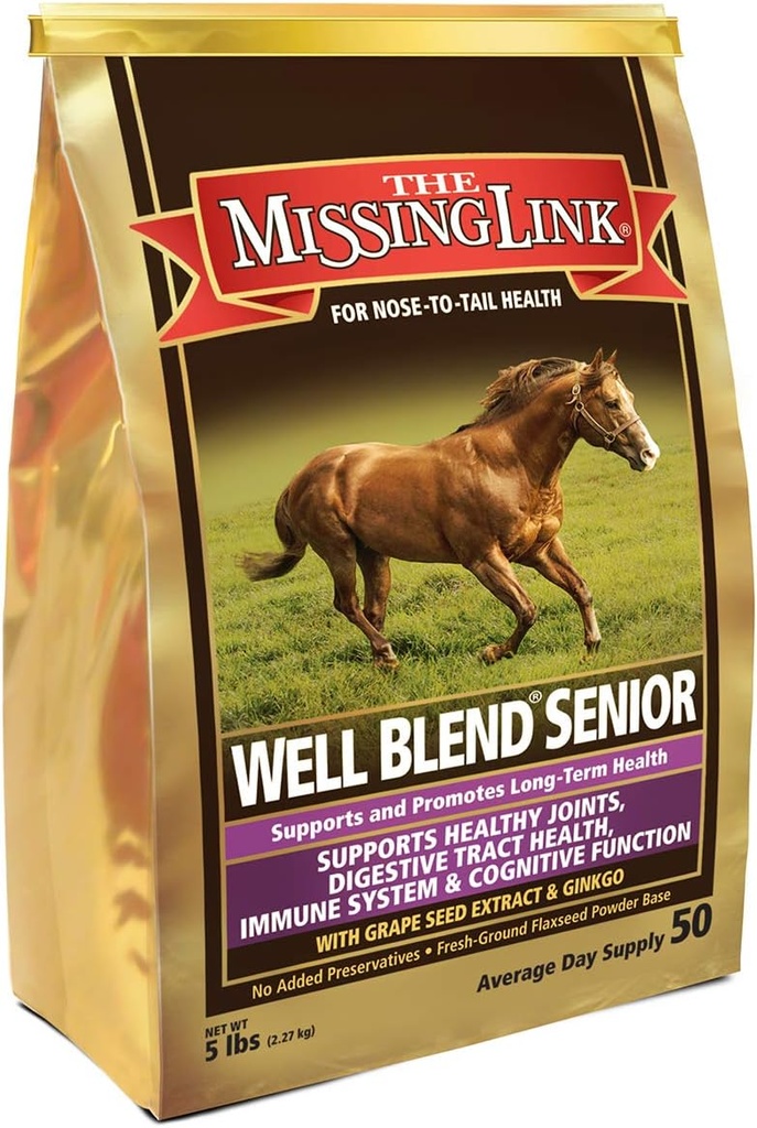 Den saknade Link Equine Well Blend Senior Superfood Supplement Powder, 5 lb Bag / 50 Day Supply