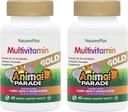 NaturesPlus Animal Parade Gold Детски мултивитамини - Асорти Череша, Портокалов и гроздови аромати - 60 дъвчащи таблетки, Опаковка от 2 - Вегетариански, без глутен - 60 Общо Сервиране