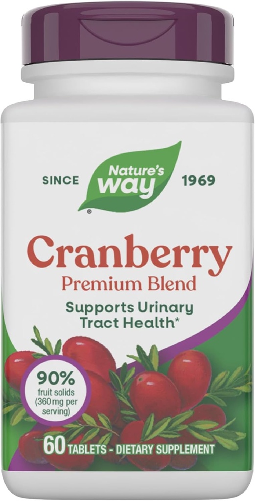 Nature's Way Premium Blend Cranberry, Urinary Tract Health Support* Ergänzung mit Vitamin C, 60 Tabletten