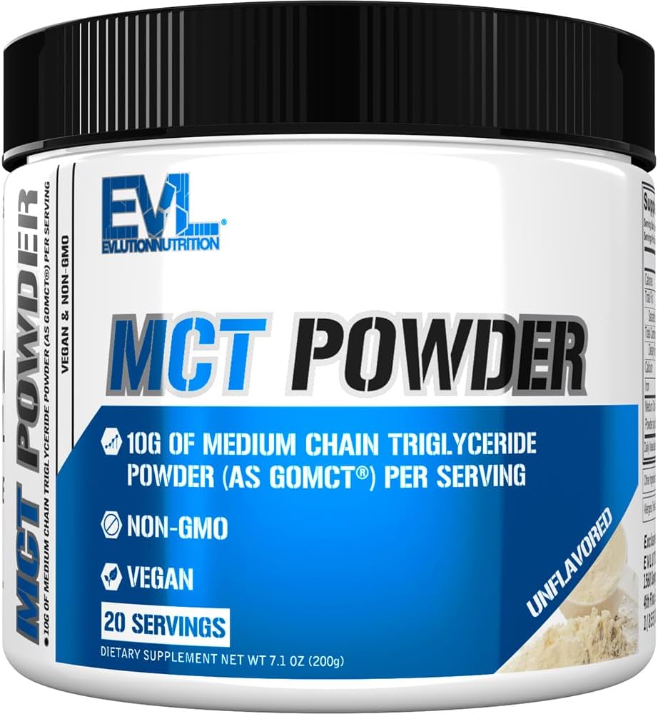 Evlution Nutrition MCT порошок - Keto Supplement - MCT Порошок масло - 10G Середній ланцюг тригліцериди - Brain & Body Energy Пити - Жирні кислоти добавки - Vegan & Non-GMO - 20 Сервінги - Нефлаворед