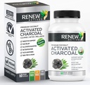 Renova Active Charcoal Supplement 1100MG por 2 Cápsulas - Apoio dixestivo e clareamento dos dentes, sen ingredientes artificiais - Made in Canada - 60 cápsulas