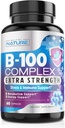 ויטמין B Complex - All B ויטמין B1, B2, B3, B5, B6, B7, B9, B12, Folic Acid, ויטמין C - Super B-100 - Immune, Energy & Metabolism Support, Vegan, non-GMO, Gluten Free, 60 קפסולות