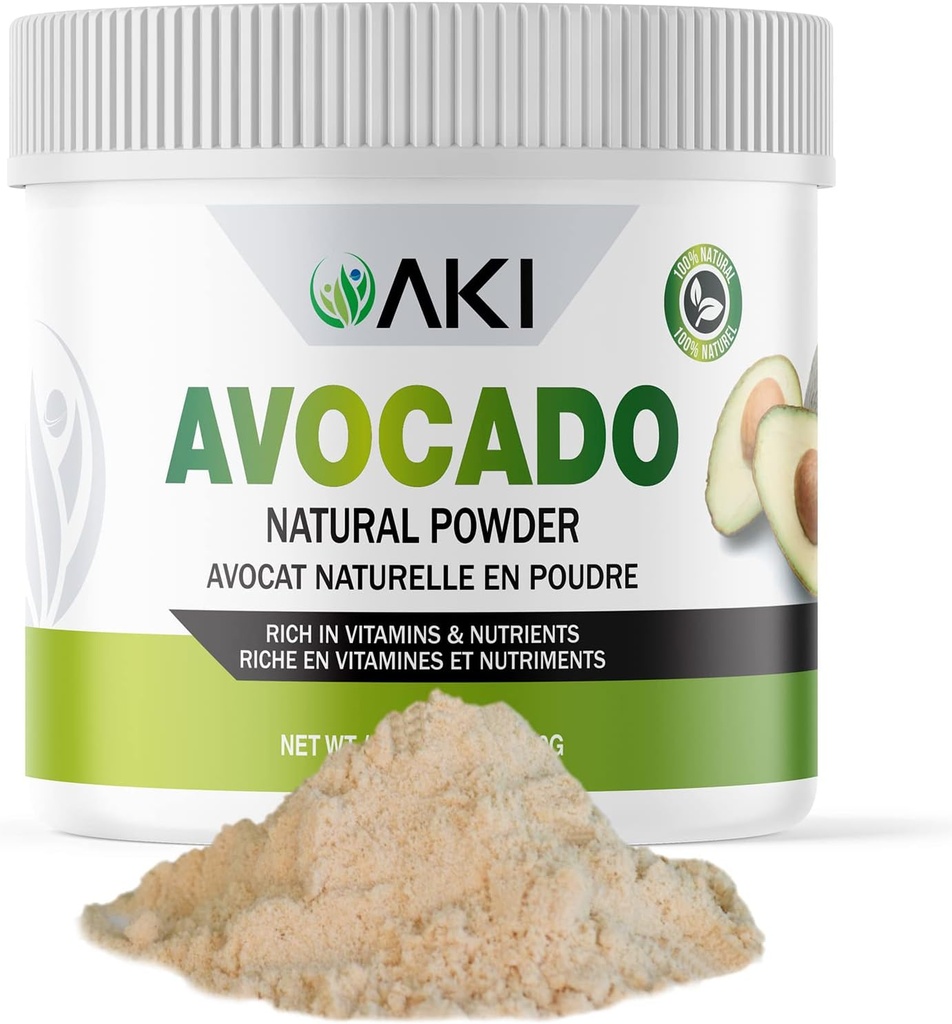 AKI Avocado Superfood Powder (6oz/170g) - Πλούσιο σε θρεπτικά συστατικά, βιταμίνες, Ωμέγα 3 & Αντιοξειδωτικά - Ιδανικό για Smoothies, Γιαούρτι ή Γλυκοπιπεριές - Vegan & Non-GMO