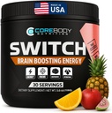 CoreBody Switch Energy Drink Mix - Nootrops Smadzeņu atbalsta papildinājums atmiņai un fokusam, bezcukura enerģijas pastiprinātājs ar nootropiem, alfa GPC, visu dienu fokuss* (Tropiskais putenis)