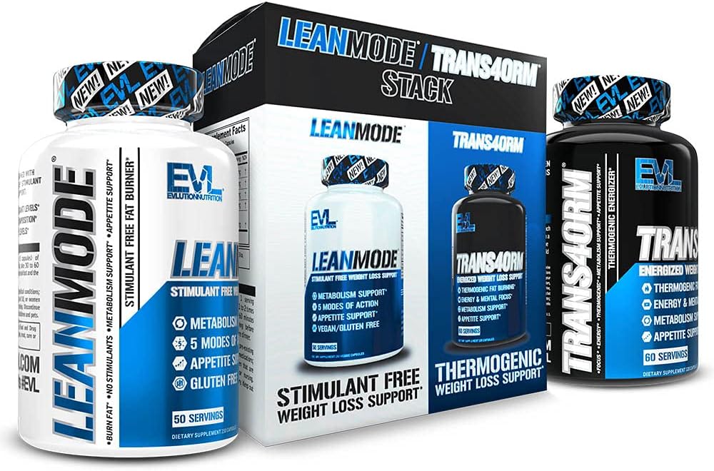 EVL Weight Los สนับสนุน Stack - Trans4orm Thermom Fat Burner & Metabolis สนับสนุนปิลล์กับกาแฟถั่วเขียวสกัดและฟอร์สคอลิน บวกกับ Langed Not-Simulant