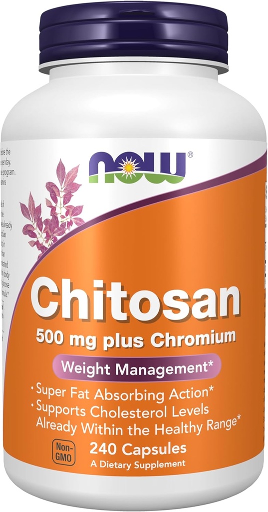 עכשיו תוספי מזון, Chitosan 500 מ"ג בתוספת Chromium, ניהול משקל *, 240 קפסולות Veg