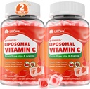 Liposomaalinen C-vitamiini 1000 mg täytetyt Gummies aikuisille & Kids 9+, 1660mg Blend w/Echinacea, Elderberry, D3, Sinkki, Rauta, Bioflavonoidi, Astaksantiini, Luonnollinen Organic Chewable C-vitamiini, Sokerivapaa, 2Pack