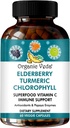 Veda Elderberry Turmeric Chlorophyll Immune Support Supplement - Superfoods Antioxidatzaileak, C bitamina berdea, Grape Seed Extract, Acerola, Moringa eta Papaya Enzymes - 60 kapsula Vegan
