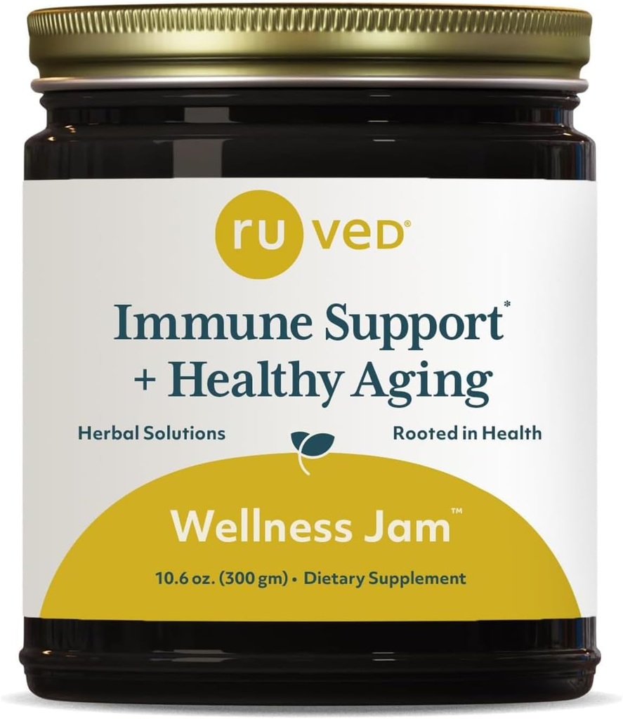 Ruved Wellness Jam - Amla Jam med honning, Chyawanprash for immunstøtte og dialyserende helse, Ayurvedic blanding med Amla & Ashwagandha - 10,6 oz Jar (1 greve)