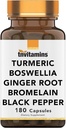 tnvitaminok Turmeric & Boswellia Complex (180 kapszula) Ginger Root, Bromelain, & Black Pepper Extract