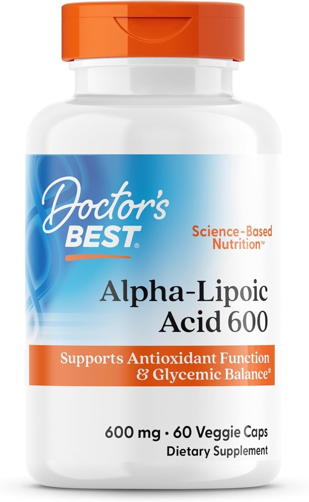 أفضل ألفا ليبويك Acid 600, Supports Antioxidant Function " Glycemic Balances, Non-GMO, Gluten Free, Vegan, Soy Free, 600 mg, 60 Veggie Caps