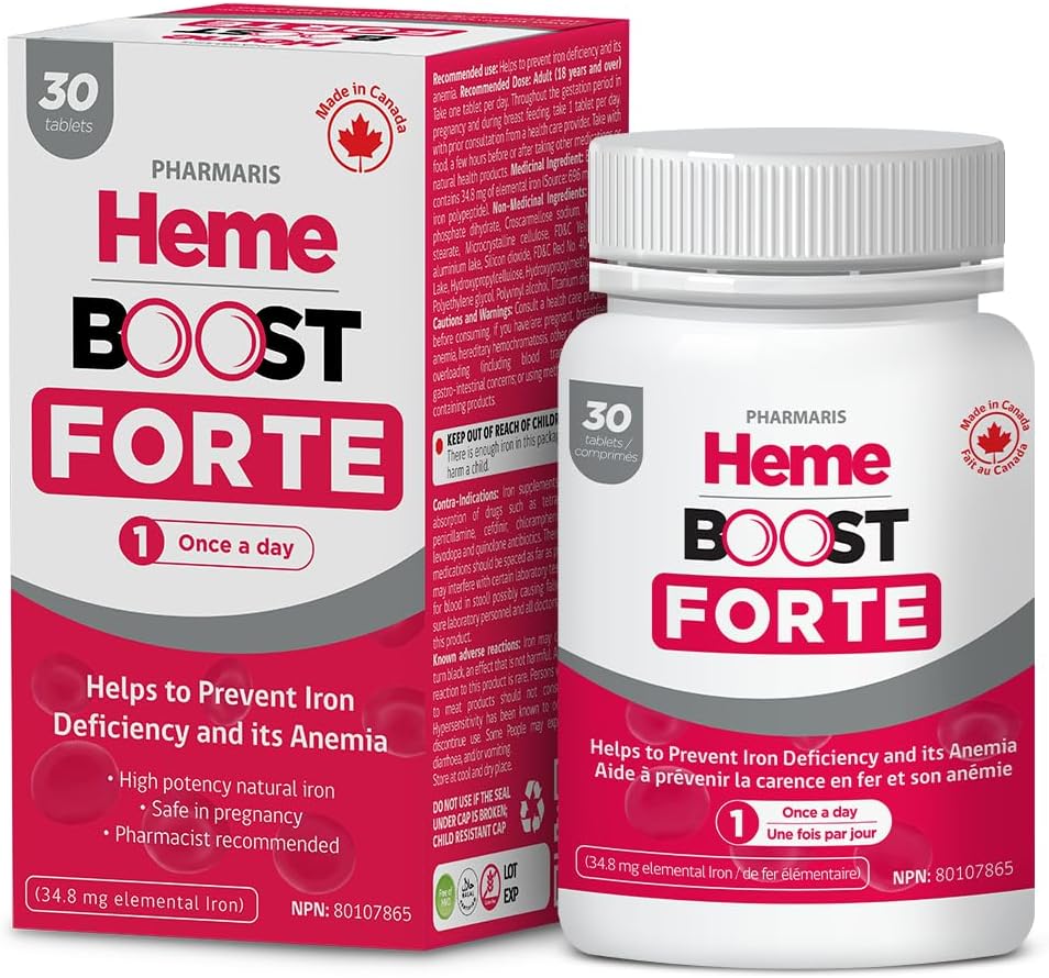Hemeboost Forte 34,8 mg (696 mg Heme Iron) I 30 tablets I High Potency Natural Iron Supplement I High Absorbtion & Gentle on Žalúdočné I I Železo Tablety pre dospelých a bezpečné na použitie v tehotenstve