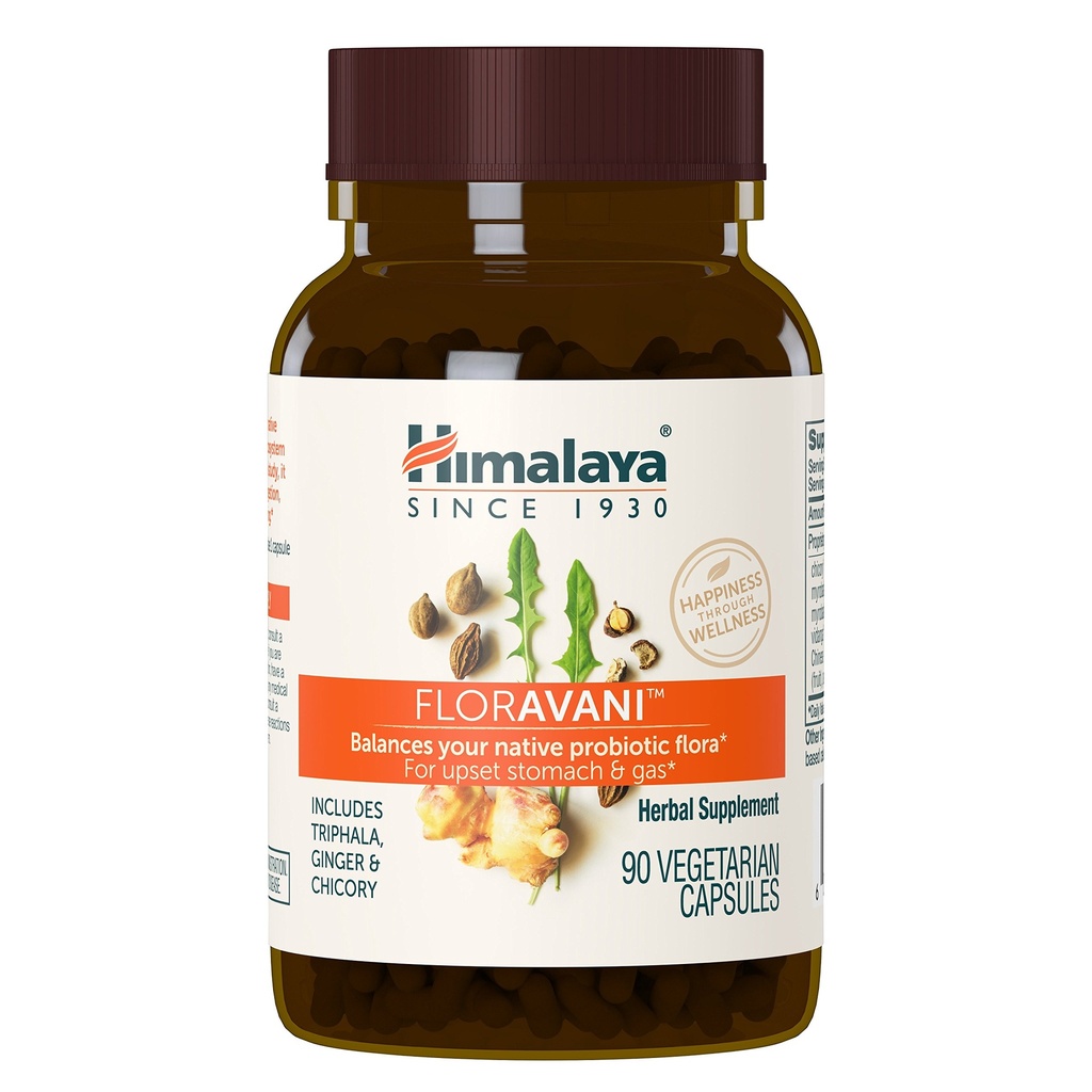 Himalaya FlorAvani - Herbal Digestive Health Supplement Supporting Heartburn and Nausea Relief - Vegan, Non-GMO, Gluten Free, Clinically Studied, 271 mg, 90 Capsules