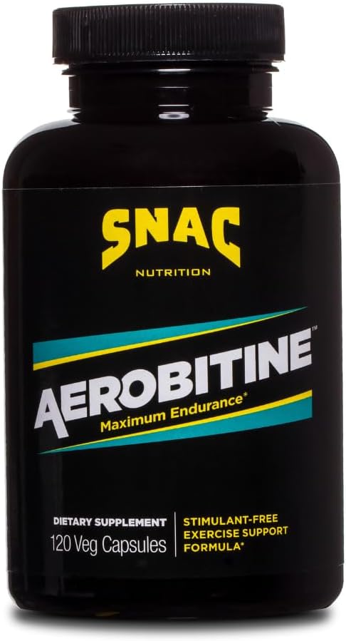 SNAC Aerobitine - Stimulant Free Pre-Workout Supplement för maximal uthållighet. Nitric Oxide Booster, förbättrar blodflödet, minskar trötthet och termogena fördelar. 120 Veggie kapslar