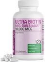 Bronson Ultra Biotin 10 000 Mcg vlasov kože a nechtov doplnok, non-GMO, 120 Vegetariánske kapsule