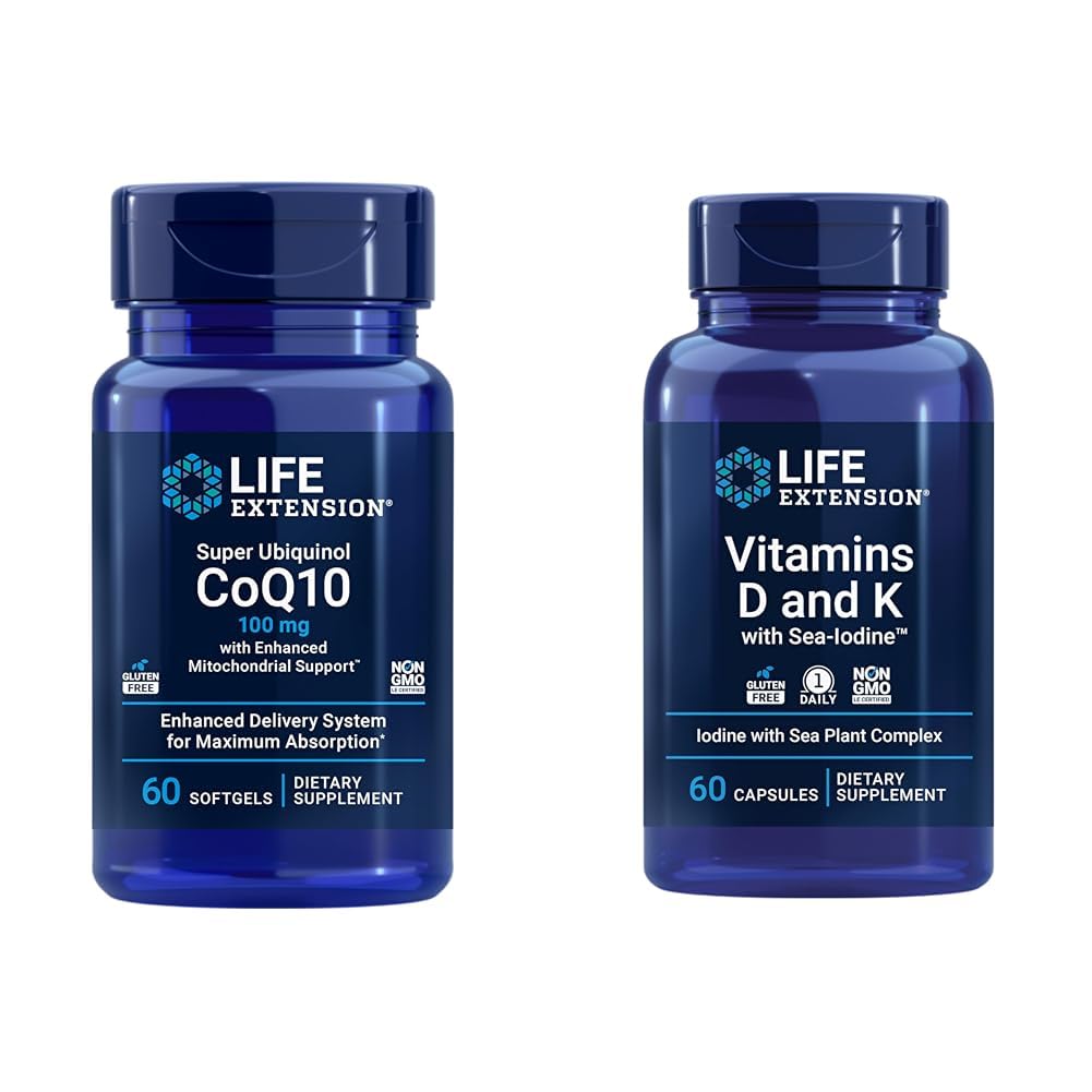 Life Extension Super Ubiquinol CoQ10 with Enhanced Mitochondrial Support & Vitamins D and K with Sea-Iodine, Vitamin D3