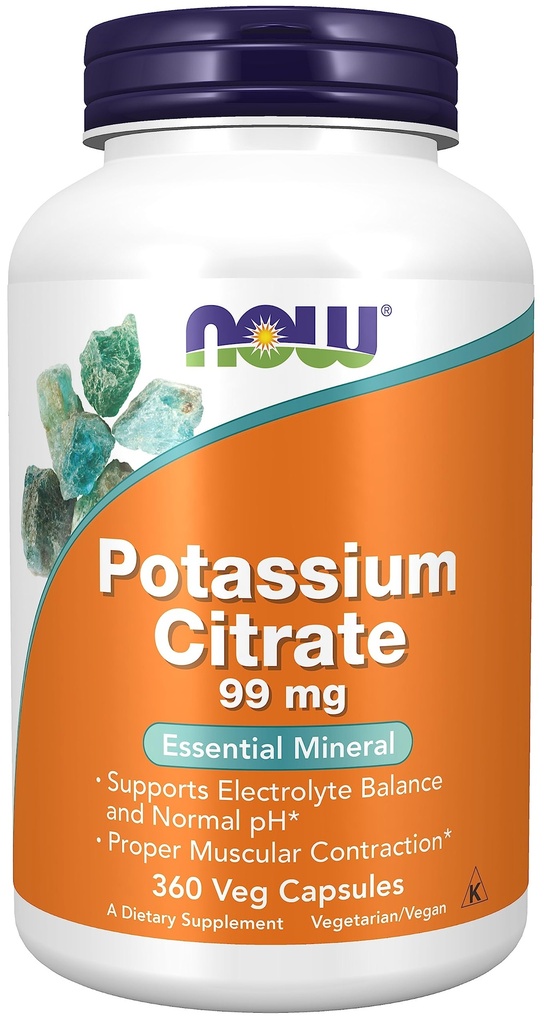 Now Foods, Potassium Citrate 99 mg, Supports Electrolyte Balance and Normal pH*, Essential Mineral, 360 Veg Capsules