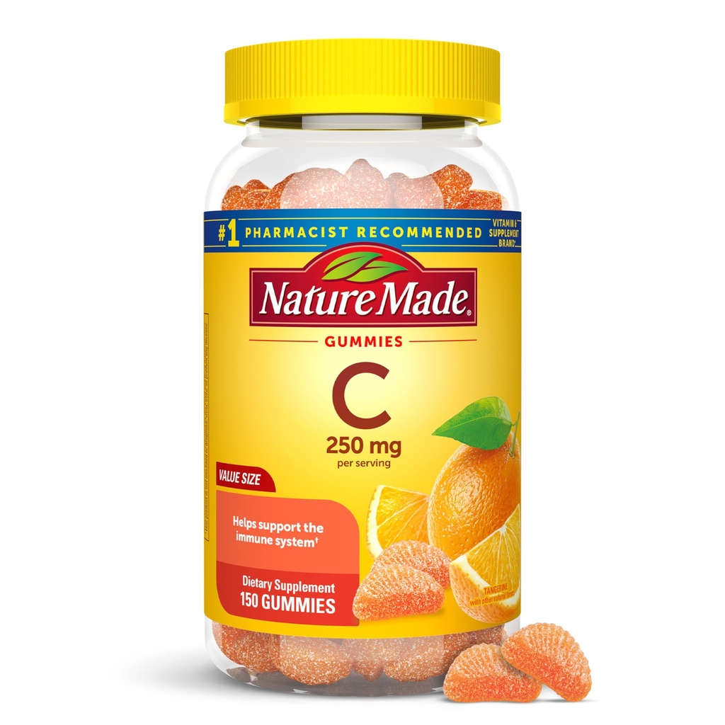 Nature Made Vitamin C 250 mg Per Serving, Dietary Supplement for Immune Support, Vitamin C Gummies for Adults, 150 Gummies, 75 Day Supply