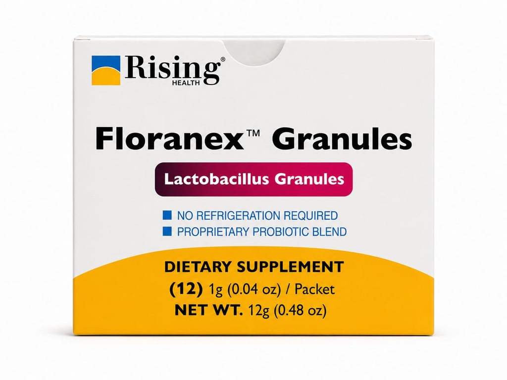 Rising Health Floranex™ Lactobacillus Probiotic Dietary Supplement Granules for Digestive & Gut Health, Daily Probiotic Support - 12 Packets
