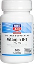 Rite Aid Vitamin B-1 (Thiamine), 100 mg - 100 tabletter | Essential for Proper Nerve and Muscle Function | Nerve & Muscle Support | Vitamin B1 | B1 Vitamin | Thiamin B1 Supplement | Thiamin B1