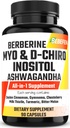 Kapsule Myo-Inositol & D- Chiro Inositol z Ashwagandha, Berberine, Cimet, Gymnema, Chasteberry, Milk Thistle, Turmeric, Bitter Melon - 90 kapsul