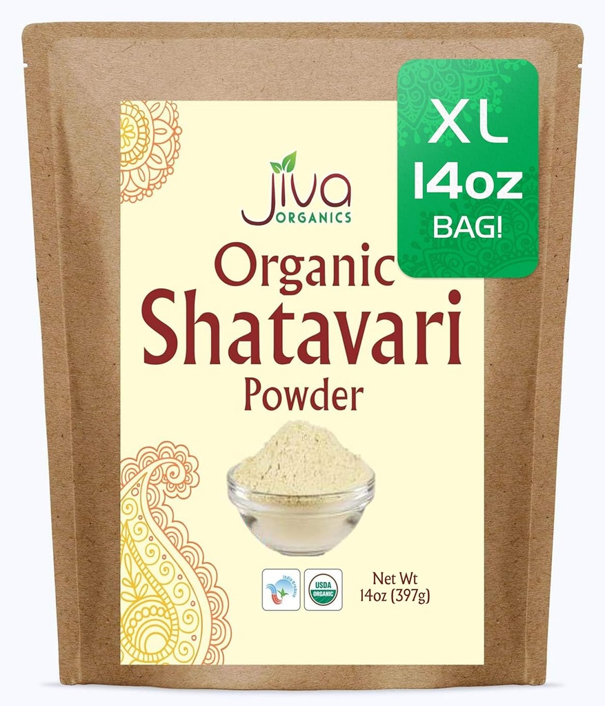 Jiva Organics Organic Shatavari Powder 14 Ounce hromadný vak - Špargľa racemosus - Pure Ayurvedic Herb