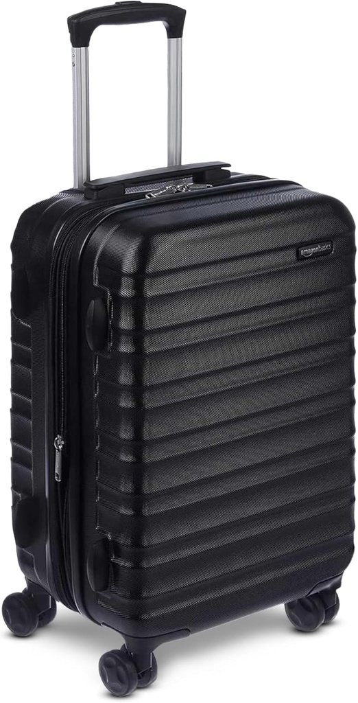 Basics 21" Hardside Carry-On Gepäck, Hardshell Koffer mit Rädern, Erweiterbar für bis zu 25% Mehr Platz, mit Kratz-Resistant Oberfläche, Vier Mehr Richtung Räder, schwarz