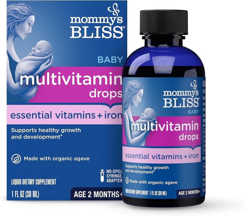 Amaren Bliss Baby Multivitamin + Iron, Daily Essential Vitamins for Immune Support, Osasuntsu Growth & Bone Development*, Adina 2 hilabete +, 30 ml, Liquid