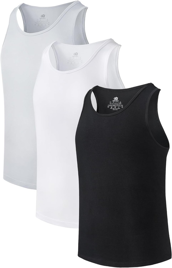 DAVID ARCHY Erkeklerin Tank Top Banyo Robotları Tank Gömlek Moisture-Wicking A-Shirt for Men, 3 veya 5 Pack