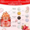 Magnesio Glycinato Gummies 600mg para adultos, Suplemento de potasio de magnesio libre de azucre con Malato de magnesio, vitamina D3, K2, B6 e CoQ10 para Calm, sono, apoio muscular - Strawberry, 90 Conde