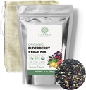 Elan Naturals Organic Elderberry Syrup Kit, Makes până la 24 oz, Includes Natural Cotton Brew Bag, USDA Certified Organic Elderberberries and Immune Support Herbs, Bulk Kit, 4 oz. (113g)