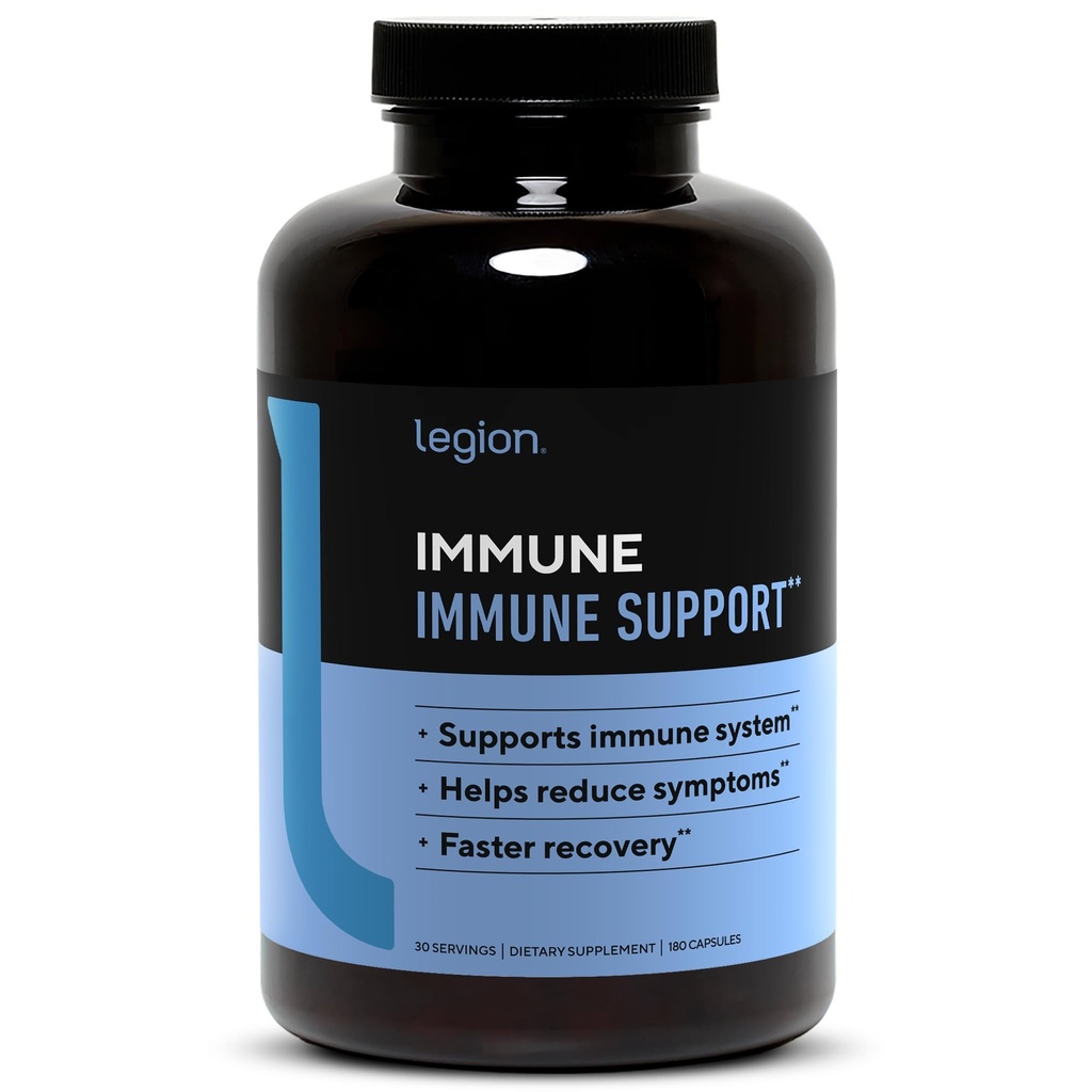LEGION Immune- Immune Booster for Adults, Natural Immunity System Support w/Vitamin C (500mg), American Ginseng, Guduchi, and Garlic Supplement.