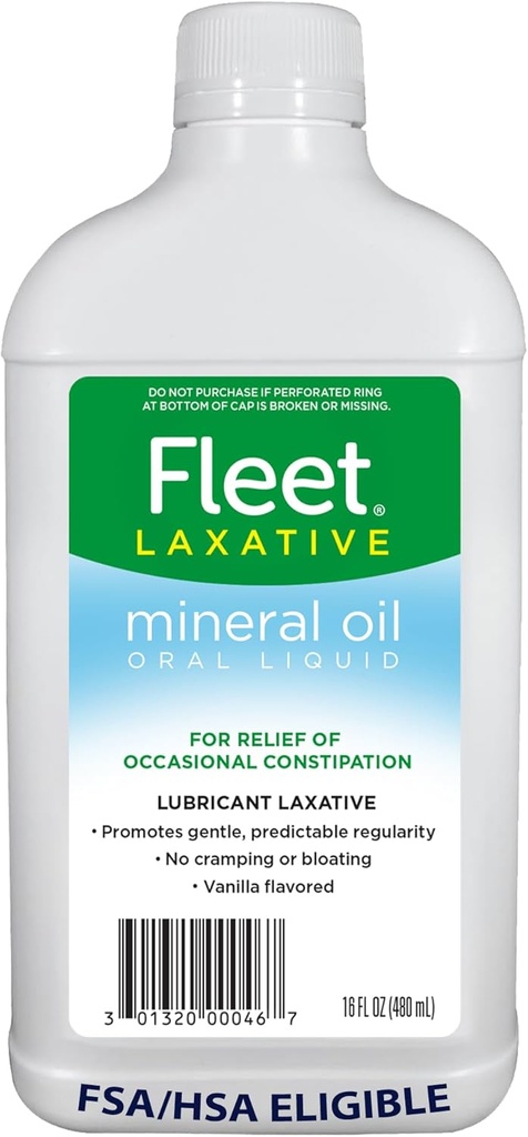 Fleet minerale olie, Orale vloeibare Laxatieve, Constipatie verlichting voor volwassenen, Vanille smaak, 16 Fl Oz