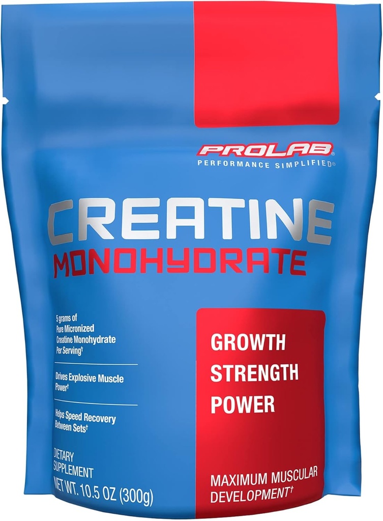 ProLab Nutrition Creation Monhydrate Micronized Powder, 5G Pure Creatine for Muscle Strength, Power & Endurance, Fast Absorbing, Unflavored, (300g) (60 Sług)