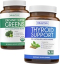 Super Greens & Thyroid Support (3-fornecimento de meses) Pacote de Vitalidade da Tiróide de Super Verdes Orgânicos Pó - Superalimentos Completos (180 Cápsulas) e Suporte da Tiróide para Homens e Mulheres (Não-GMO) (180 Cápsulas)