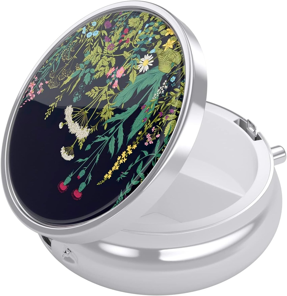 Nipichsha Pill Box, Petit cas de Pill per a Purse i Pocket, l'assistent de medicina de viatges, un manteniment de la medicina per amanundar vitamina, Metge, Petroli de peix, i Dandelion