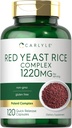 Carlyle Red Yeast Rice Kompleksi | 1220mg | 120 Kapsüller | Policosanol ilə | Qeyri-GMO və Gluten